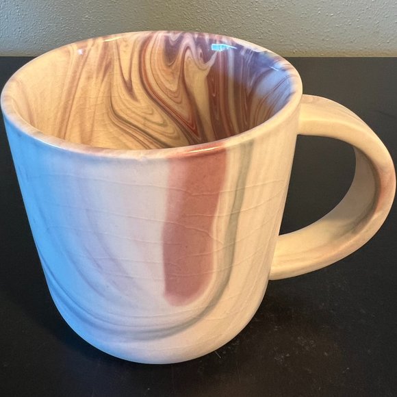 COST PLUS WORLD MARKET Marbleized Swirl Stoneware Mug Pink, Gray & Jade Green - Picture 2 of 9